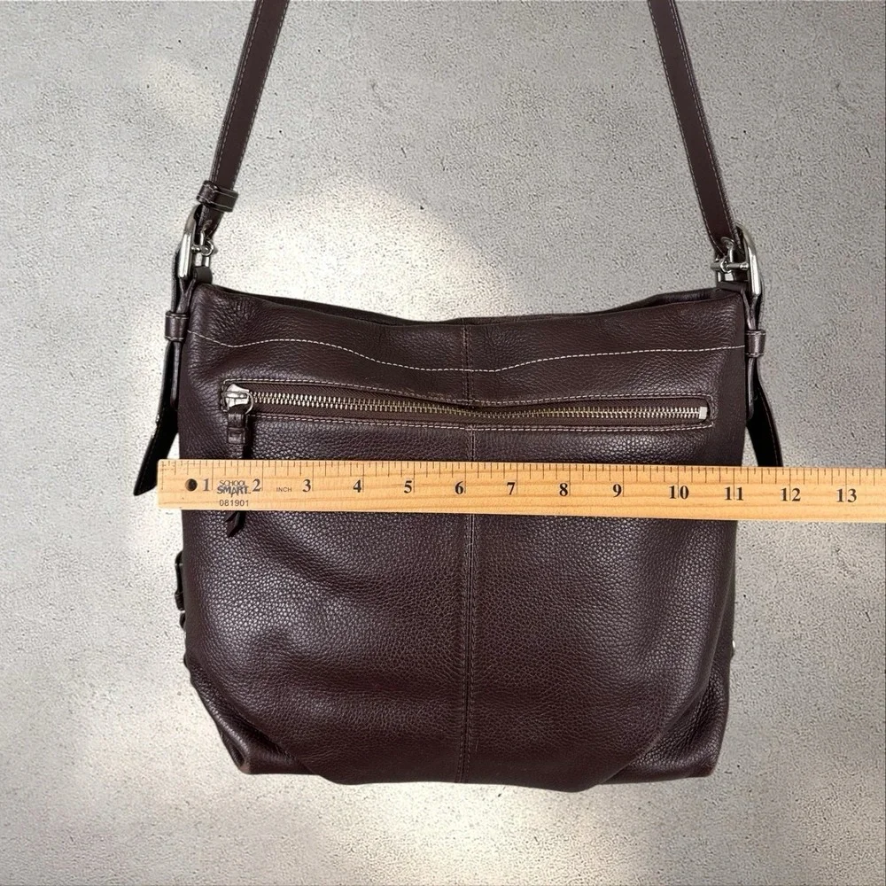Coach F15064 Brown Pebbled Leather Slouchy Hobo Shoulder Crossbody Bag